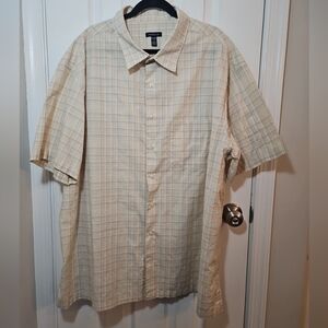 Van Heusen Men's Button Up Dress Shirt - Short sleeve casual  4XL
